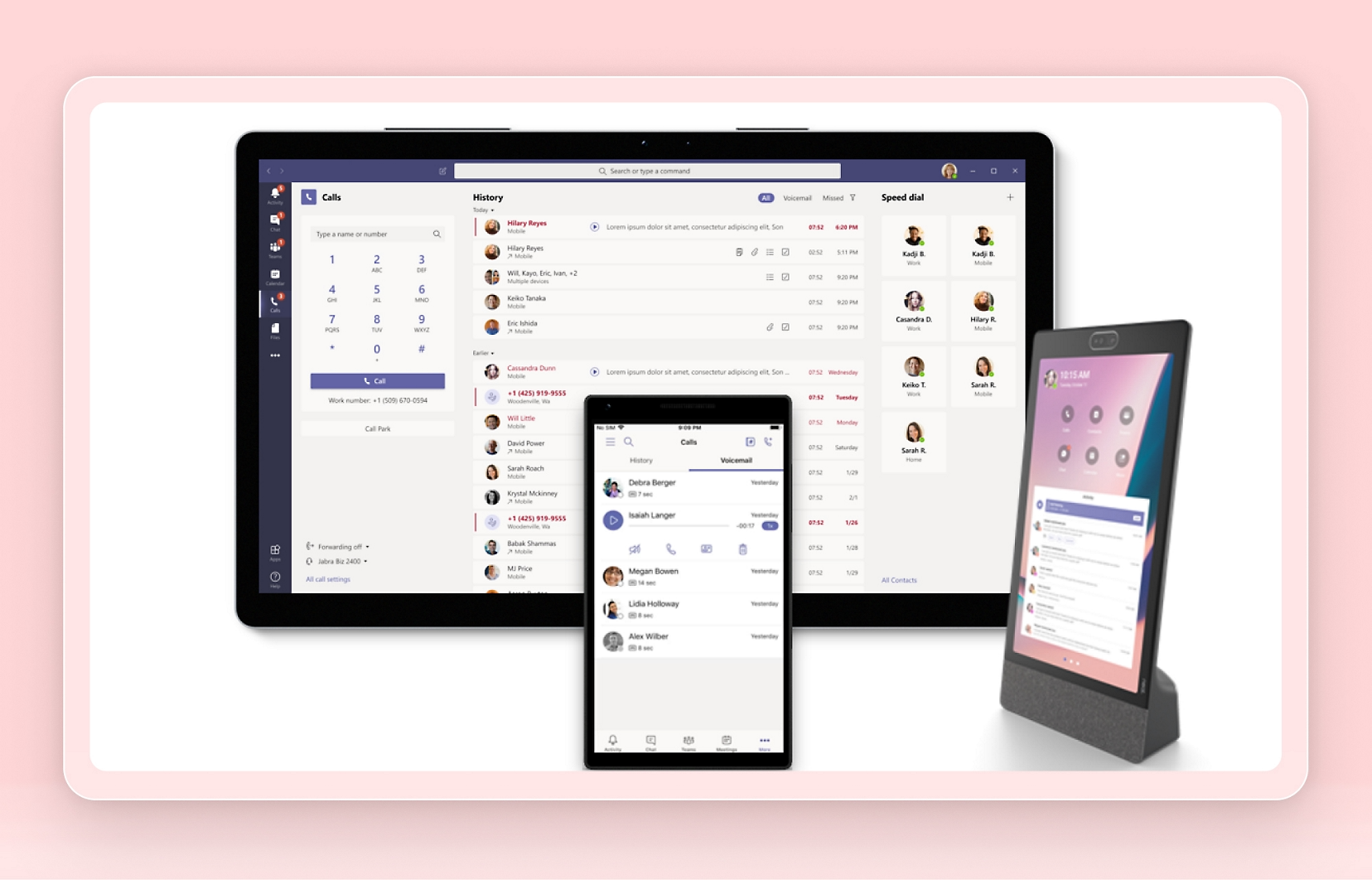 A screenshot of Microsoft Teams Voice on multiple devices
